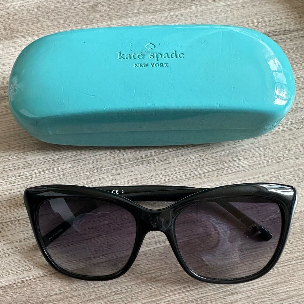 Kate Spade New York Wendy Sunglasses Black with Tiffany Blue Hard Shell Case